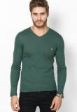 United Colors Of Benetton Green Solid V Neck T Shirt Men