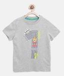 United Colors Of Benetton Grey Melange Printed Round Neck T Shirt Boys