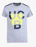 United Colors Of Benetton Grey Melange Printed T Shirt Boys