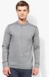 United Colors Of Benetton Grey Milange Solid Henley T Shirt men