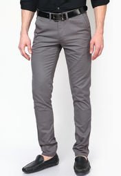 United Colors Of Benetton Grey Slim Fit Cross Pocket Basic Trouser Men