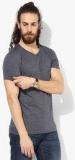 United Colors Of Benetton Grey Solid Regular Fit V Neck T Shirt men