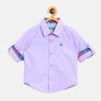 United Colors Of Benetton Lavender Regular Fit Solid Casual Shirt Boys