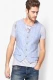 United Colors Of Benetton Light Blue Linen Cotton Waistcoat Men