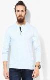 United Colors Of Benetton Light Blue Solid Henley T Shirt men