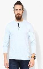 United Colors Of Benetton Light Blue Solid Henley T Shirt men