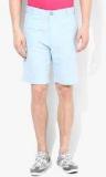 United Colors Of Benetton Light Blue Solid Slim Fit Shorts Men