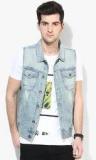 United Colors Of Benetton Light Blue Washed Denim Waistcoat Men