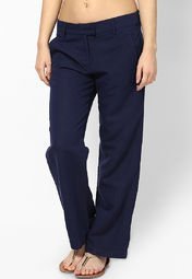 United Colors Of Benetton Loose Navy Linen Pants Women