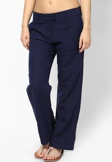 United Colors Of Benetton Loose Navy Linen Pants women