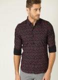 United Colors Of Benetton Men Black & Pink Regular Fit Printed Casual Shirt