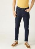 United Colors of Benetton Men Navy Blue Carrot Fit Mid Rise Clean Look Stretchable Jeans