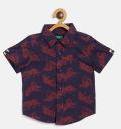 United Colors Of Benetton Navy & Red Regular Fit Printed Casual Shirt Boys