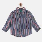 United Colors Of Benetton Navy & White Regular Fit Striped Casual Shirt Boys