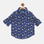 United Colors Of Benetton Navy & Yellow Regular Fit Printed Casual Shirt Boys