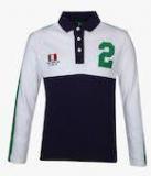 United Colors Of Benetton Navy Blue Colourblocked Polo Collar T shirt boys