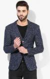 United Colors Of Benetton Navy Blue Printed Jacket And Blazer Men