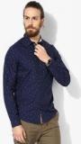 United Colors Of Benetton Navy Blue Printed Regular Fit Casual Shirt men