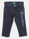 United Colors Of Benetton Navy Blue Regular Fit Mid Rise Clean Look Jeans Boys