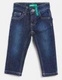 United Colors Of Benetton Navy Blue Regular Fit Mid Rise Clean Look Stretchable Jeans Boys