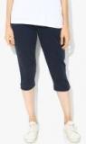 United Colors Of Benetton Navy Blue Solid Capri Women