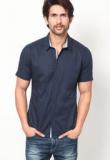 United Colors Of Benetton Navy Blue Solid Casual Shirt Men