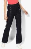 United Colors Of Benetton Navy Blue Solid Mid Rise Flared Fit Jeans women