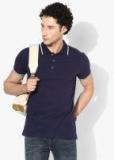 United Colors Of Benetton Navy Blue Solid Polo Collar Tshirt Men