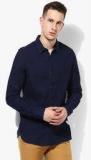 United Colors Of Benetton Navy Blue Solid Regular Fit Casual Shirt men