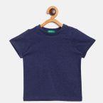 United Colors Of Benetton Navy Blue Solid Round Neck T Shirt boys