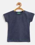 United Colors Of Benetton Navy Blue Solid Round Neck T Shirt Girls