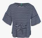 United Colors Of Benetton Navy Blue Striped Regular Fit Round T Shirt Girls