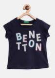 United Colors Of Benetton Navy Printed Round Neck T Shirt Girls