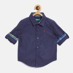 United Colors Of Benetton Navy Regular Fit Solid Casual Shirt Boys