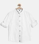 United Colors Of Benetton Off White Printed Regular Fit Casual Shirt Boys