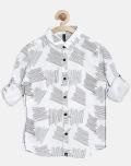 United Colors Of Benetton Off White Printed Shirt Boys