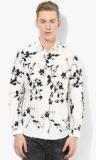 United Colors Of Benetton Off White Printed Slim Fit Casual Shirt men