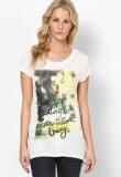 United Colors Of Benetton Off White Solid T Shirt women