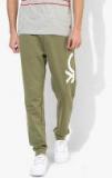 United Colors Of Benetton Olive Green Solid Joggers Men