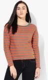 United Colors Of Benetton Orange Striped Sweatshirt Women