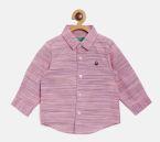 United Colors Of Benetton Pink & Blue Regular Fit Self Design Casual Shirt Boys