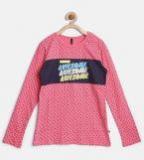 United Colors Of Benetton Pink Printed Round Neck T Shirt Girls