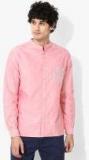 United Colors Of Benetton Pink Self Design Regular Fit Casual Shirt Men