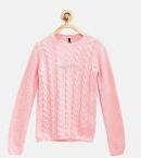 United Colors Of Benetton Pink Self Design Sweater girls