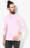 United Colors Of Benetton Pink Solid Henley T Shirt men