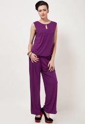 United Colors Of Benetton Purple Jumpsuit With Panel At Back Women