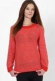 United Colors Of Benetton Red 3/4Th Slv Tunic Length Sweater Women