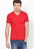 United Colors Of Benetton Red Cotton Elastane V Neck T Shirt Men