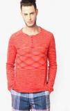 United Colors Of Benetton Red Printed Henley T Shirts men