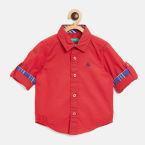 United Colors Of Benetton Red Regular Fit Solid Casual Shirt Boys